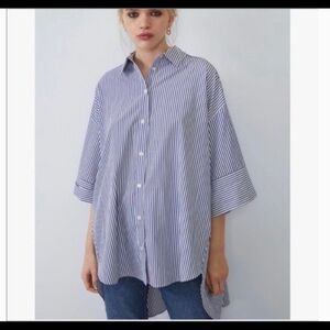 Zara Oversized StripedCotton Tunic Size Small - Medium